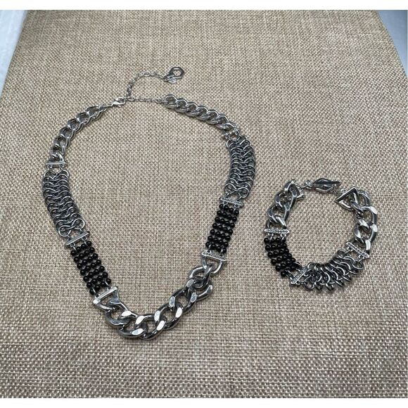 Simply Vera Vera Wang Wheat Chain Chunky Thick Antique Brass Tone Set With Neckl - Picture 1 of 12
